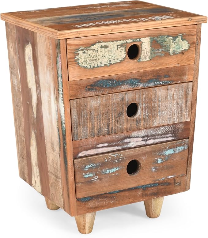 End Table Recycled Wood Nightstand, Side Table