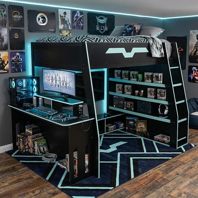 Full Size Wood Esports Loft Bed