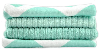DII Cleaning Collection Multi-Purpose Microfiber, Aqua Chevron, Dishtowel Set