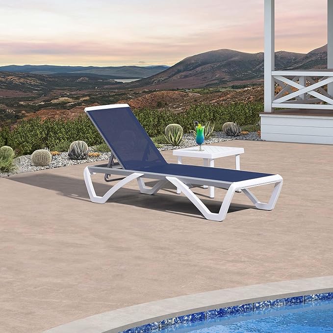 PURPLE LEAF Patio Chaise Lounge Chair Set Outside Aluminum Plastic Stackable