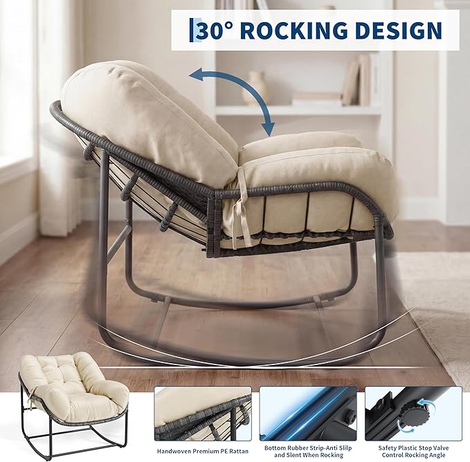 GarveeLife Outdoor Lazy Rocking Chair, Single Metal Rocker