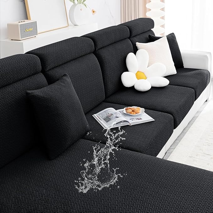 Smiry Waterproof Couch Cushion Covers, Stretch Jacquard Sectional Couch Covers