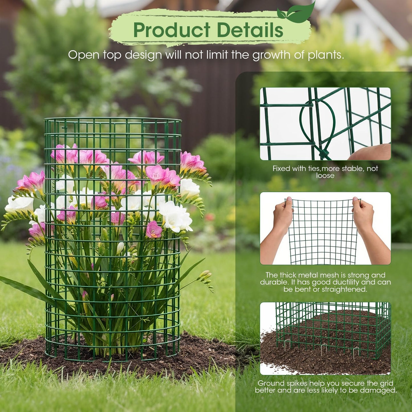 MQJIAZHI 18PCS Plant Protectors from Animals, 13"x13" Metal Plant Cages for Outdoor Plants, Reusable Plant Covers from Animals, Garden Cloche & Chicken Wire Cloche for Vegetables, Flowers, Seedlings