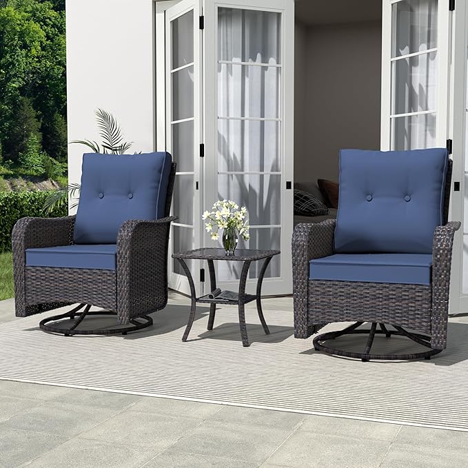 ALAULM Outdoor Swivel Rocking Chairs Set of 2