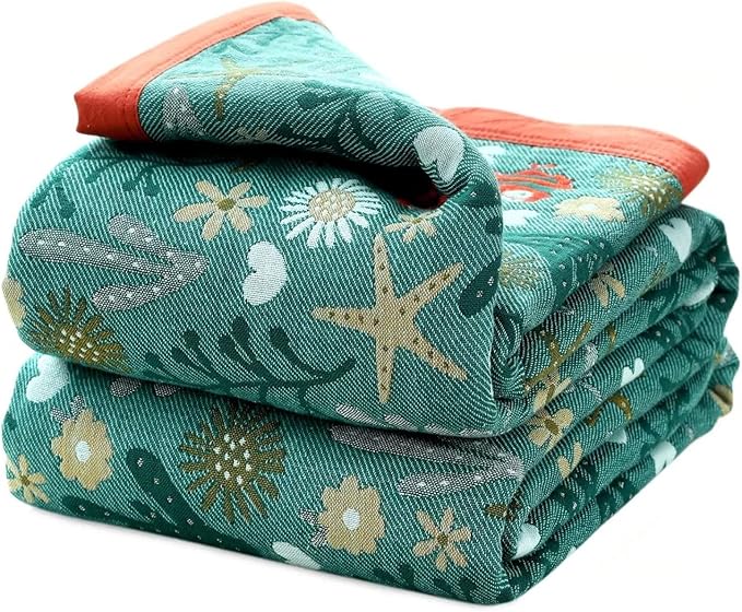 LUTBM Boho Throw Blanket for Bed 100% Cotton Ultra Soft Rustic Quilt Summer