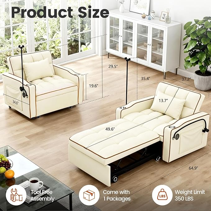 Convertible Sleeper Chair, Chairs Bed Sleepers