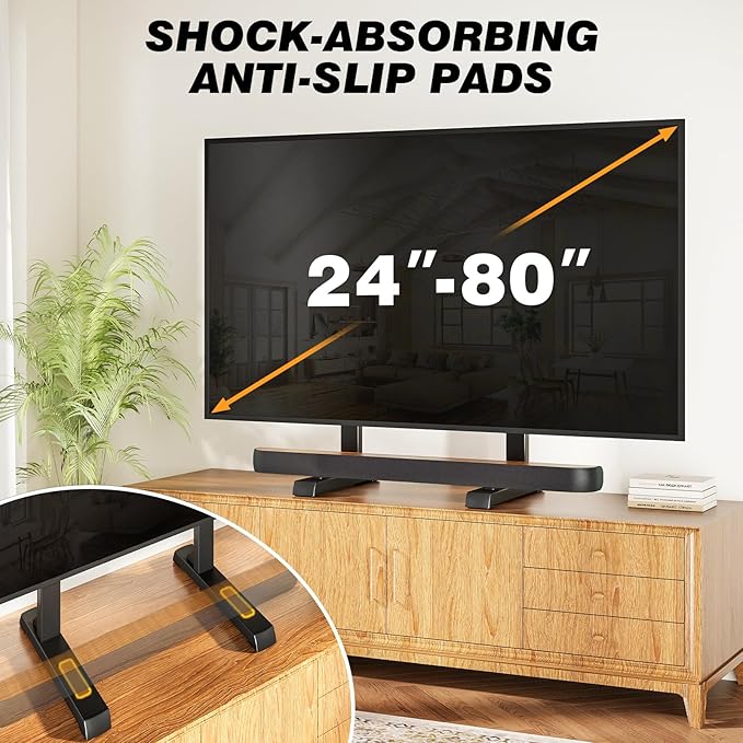 Universal TV Stand Mount for 24-80 inch Flat or Curved TVs, Height Adjustable