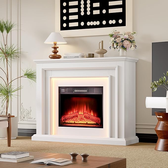 44" LED Lights Electric Fireplace