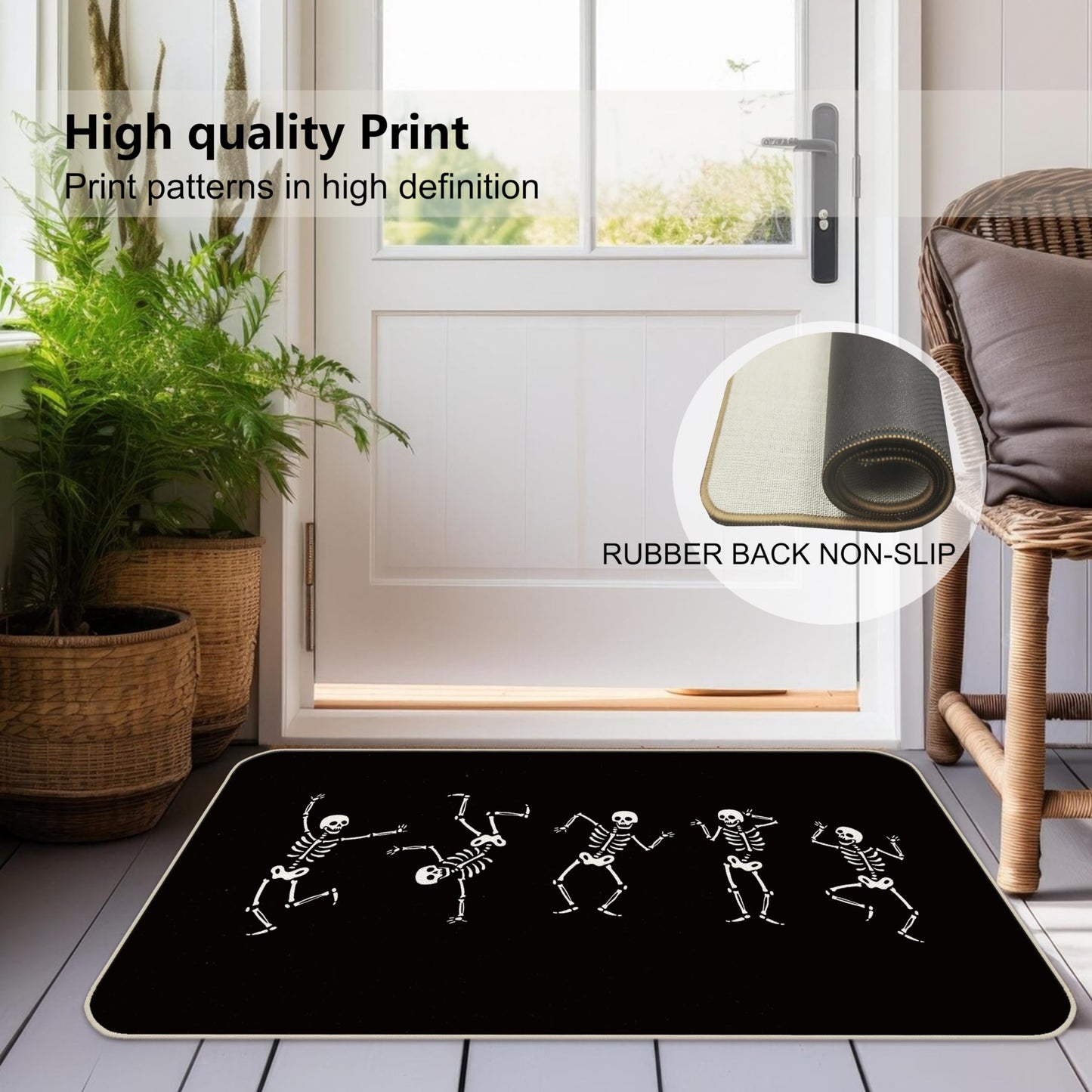 Farmhouse Halloween Funny Skeleton Gothic Skull Dancing 30 x 17 Inches Entryway Door mat,Front Door Entrance Outdoor Porch Home Decor,Halloween Skull Lover Fall Gifts