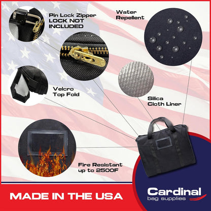 Fire Resistant and Water Repellent Briefcase Document Bag, 18 x 14 x 4 Inch