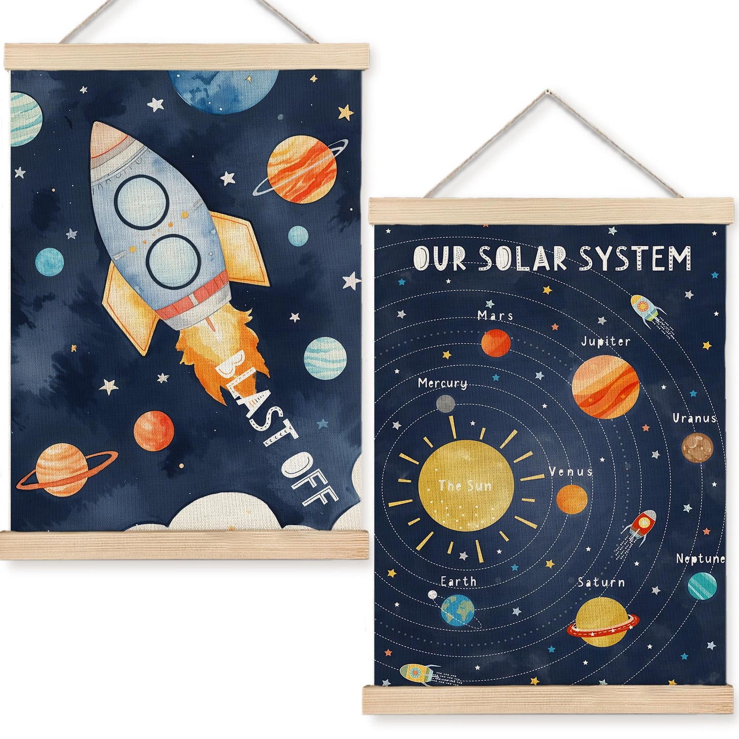URLLUAE Solar System Poster Hanger Frame, Outer Space Room Decor, Solar System for Kids, 12x16 Inches Set of 2