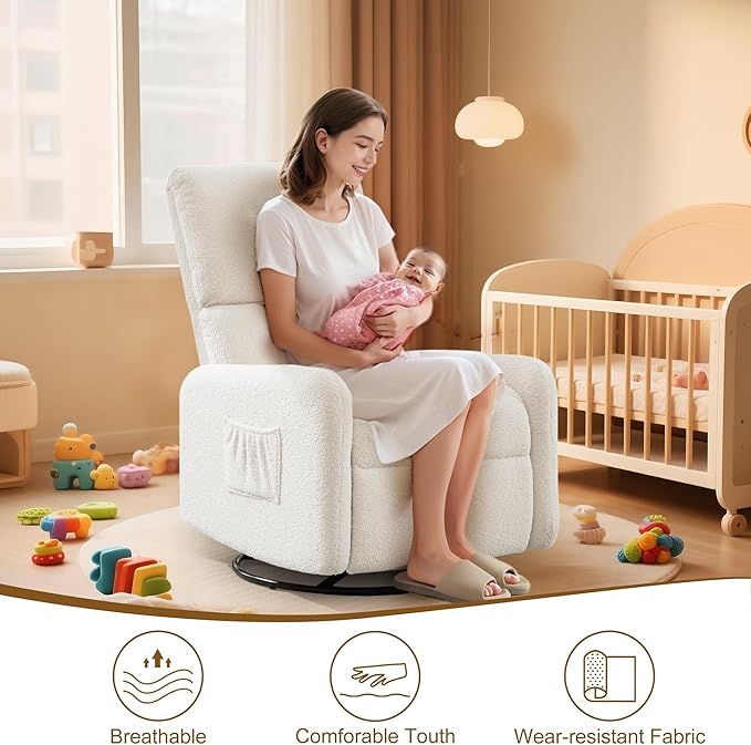 Korser 360° Rocking Chair, Nursery Rocker Chair