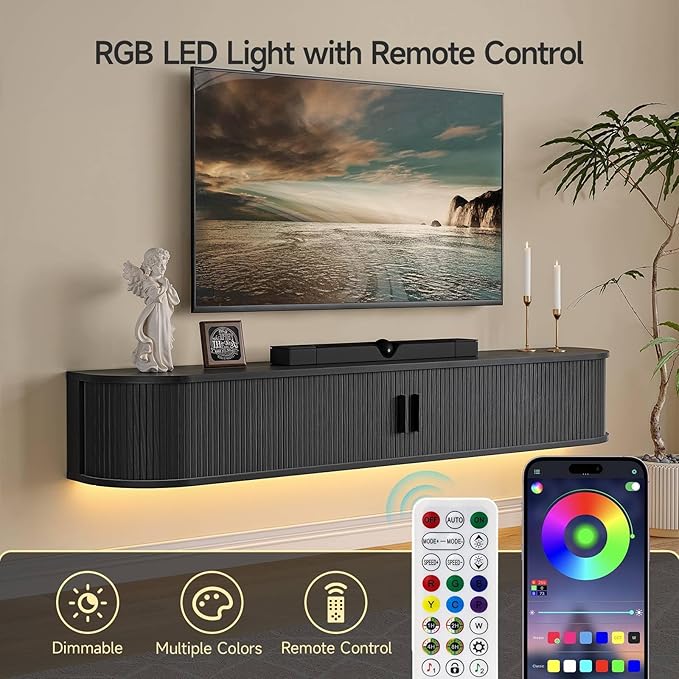 71" Floating TV Stand with Power Outlet