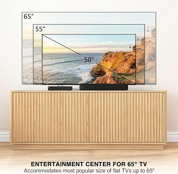 63'' Fluted TV Stand for TVs up to 75'', Modern Media Console