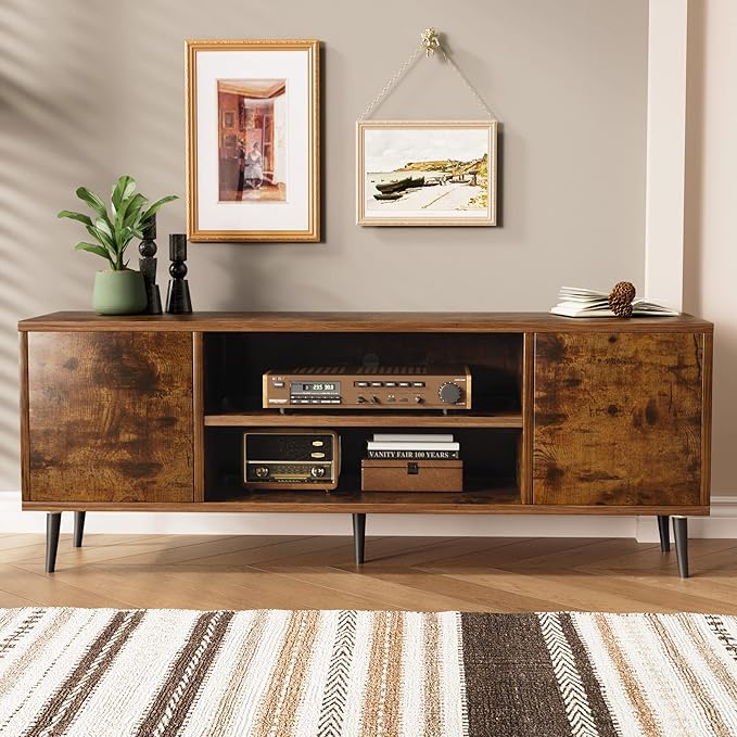 JUMMICO TV Stand for 65 Inch TV, Mid Century Modern TV Stand, Entertainment
