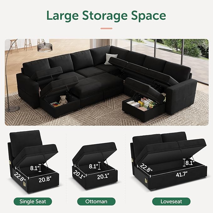HONBAY Modular Sectional Sleeper Sofa