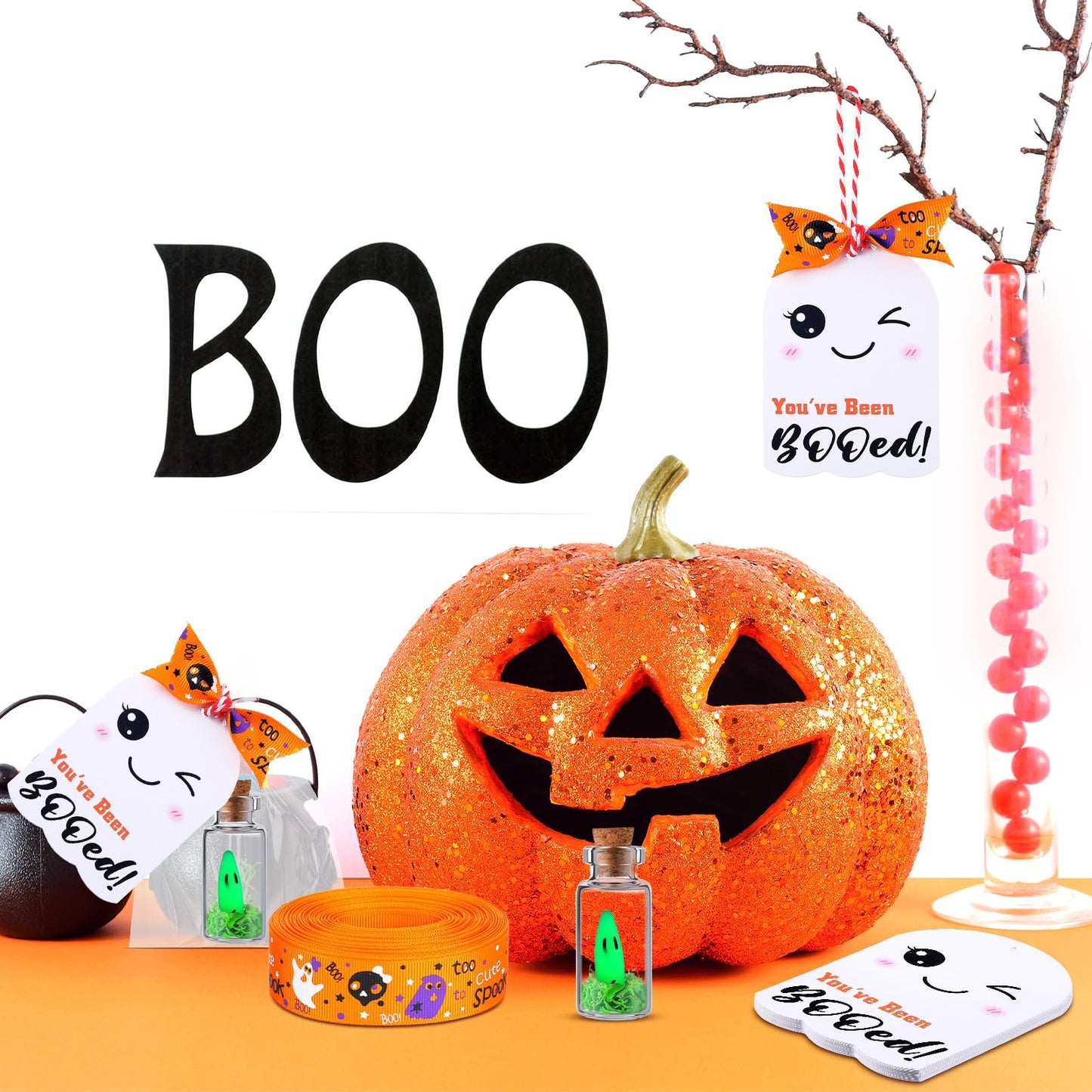 Meanplan 20 Sets Halloween Adopt a Ghost in a Mason Jar with Moss Glow in The Dark Luminous Ghost Figurine for Halloween Horror Decorations Party Favors Gifts DIY