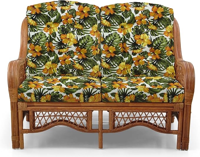 Malibu Lounge Loveseat Sofa Natural Rattan Wicker Handmade Design
