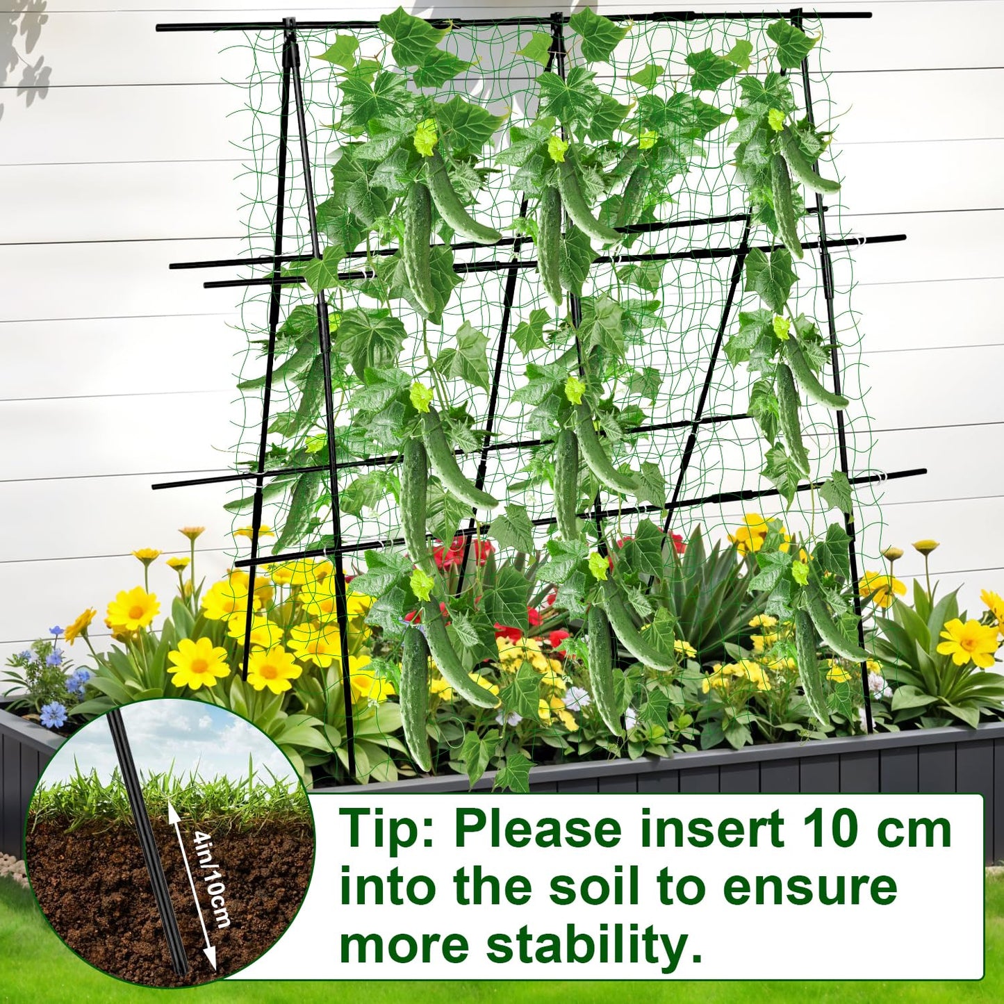 48 x 48 Inch Garden Cucumber Trellis Vegetable Arch Trellis Green Bean Pea Grape Tomato Squash Trellises for Raised Bed Climbing Plants Outdoor