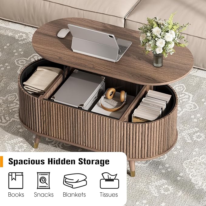 JOINICE 42.5" Oval Lift Top Coffee Table