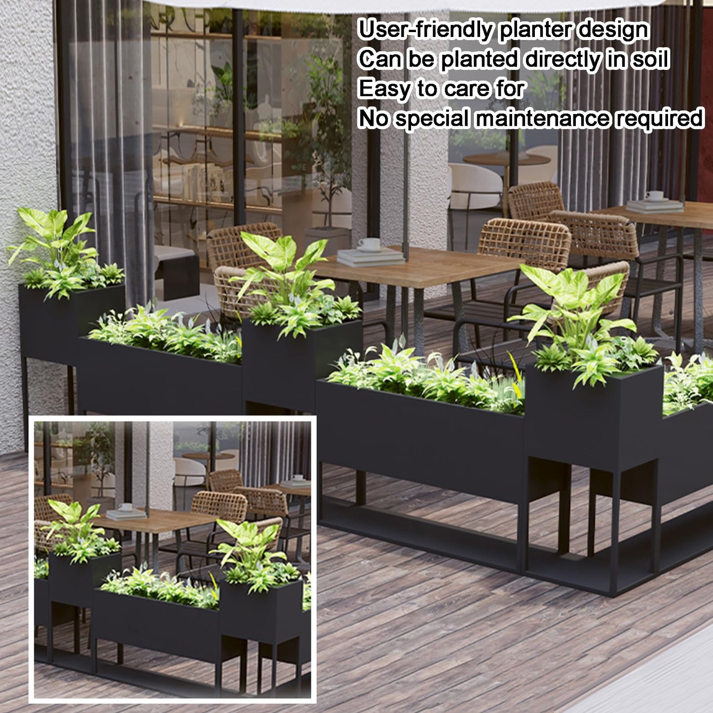 YJEUZCD Metal Tall Long Planter Box, Outdoor Indoor Floor Standing Flower Box Partition, Commercial Patio Porch Removable Partition Divider(White,40x80cm/15.7x31.4in)