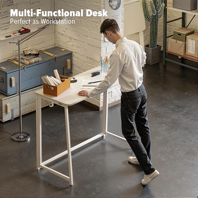 WOHOMO Folding Desk, Small Writing Desk 39.4", Space-Saving Foldable Laptop