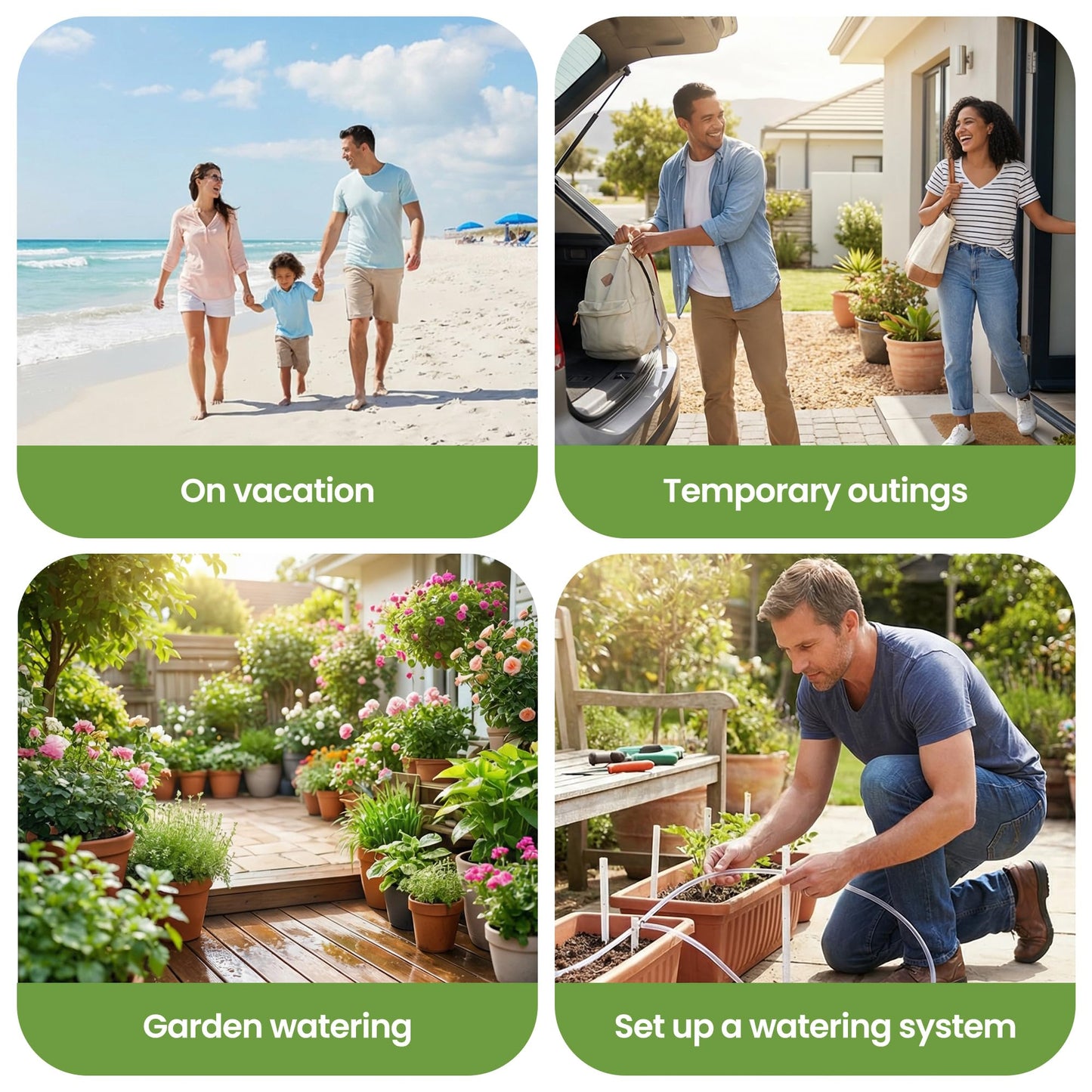 Noctila Automatic Drip Irrigation Kit, USB Rechargeable Auto Plant Watering System with Programmable Timer, Anti-Siphon Valve, DIY Irrigation System for up to 15 Outdoor/Indoor Potted Plants