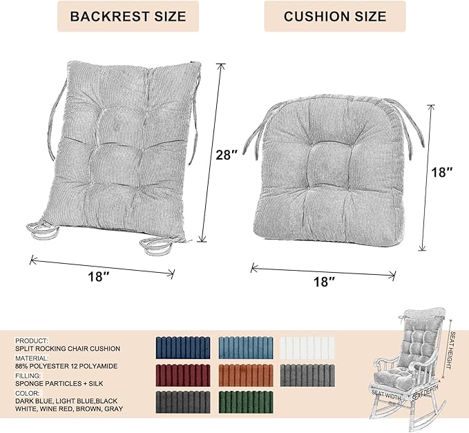 Lokex Rocking Chair Cushion Only, Tufted Non-Slip Comfortable Rocking Chair