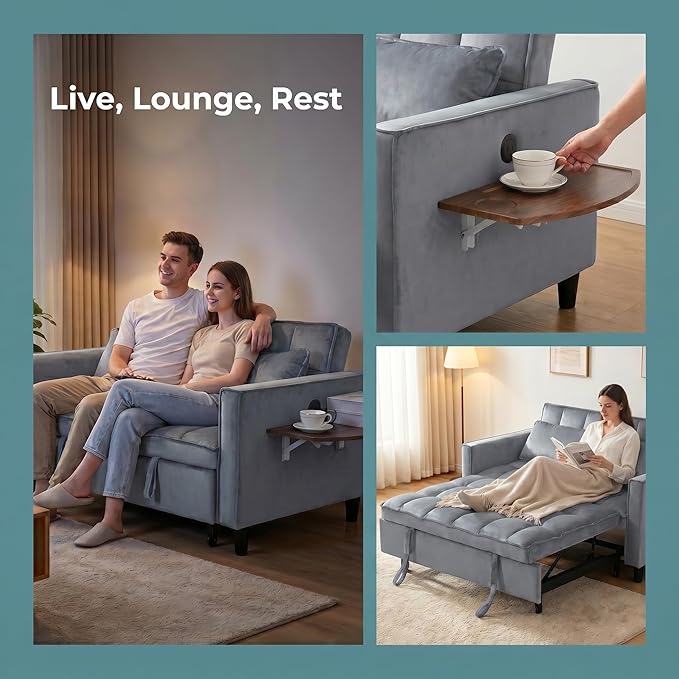 4 in 1 Convertible Sofa Bed, Pull Out Couch