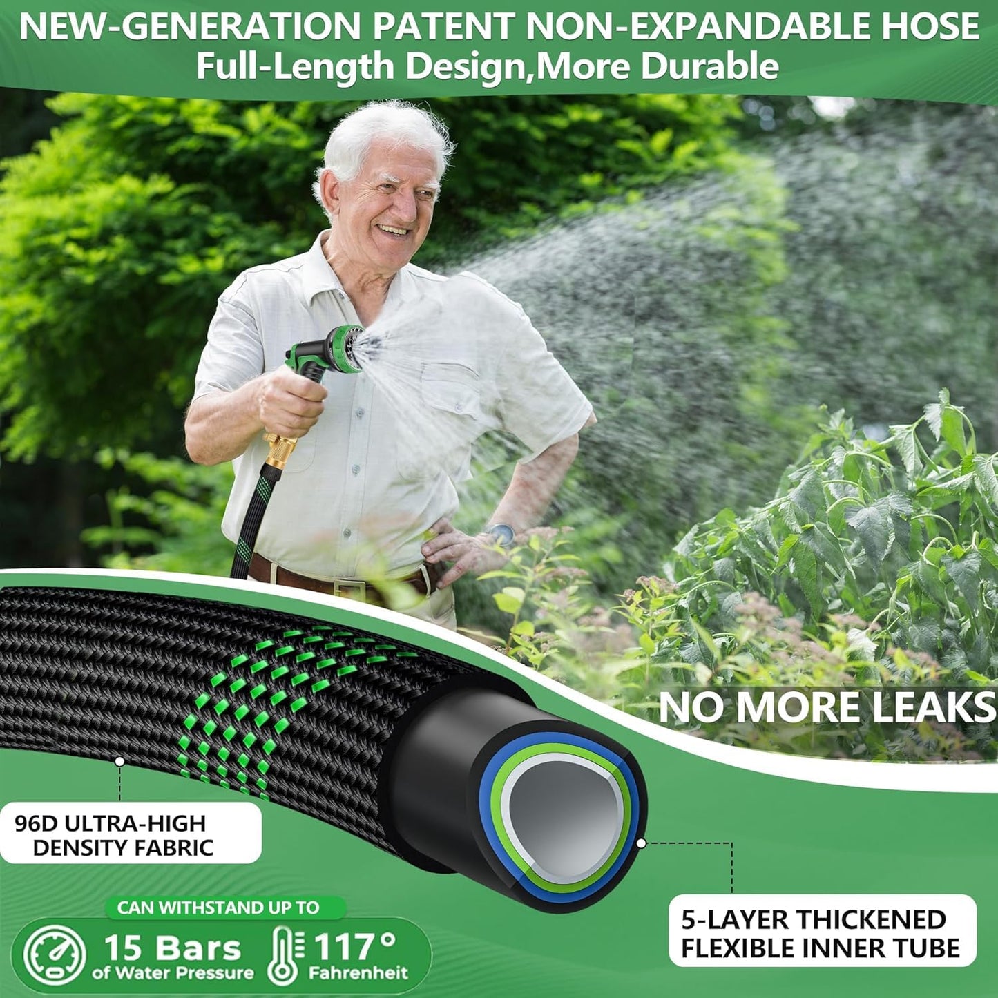25 ft Garden Hose, Flexible Ultra Lightweight Durable Garden Hose, Kink-Free Water Hose with 10 Function Sprayer - Non-Shrinking Garden Hoses, Easy to Store,All-Weather, Car Washing Pipe Garden Hoses