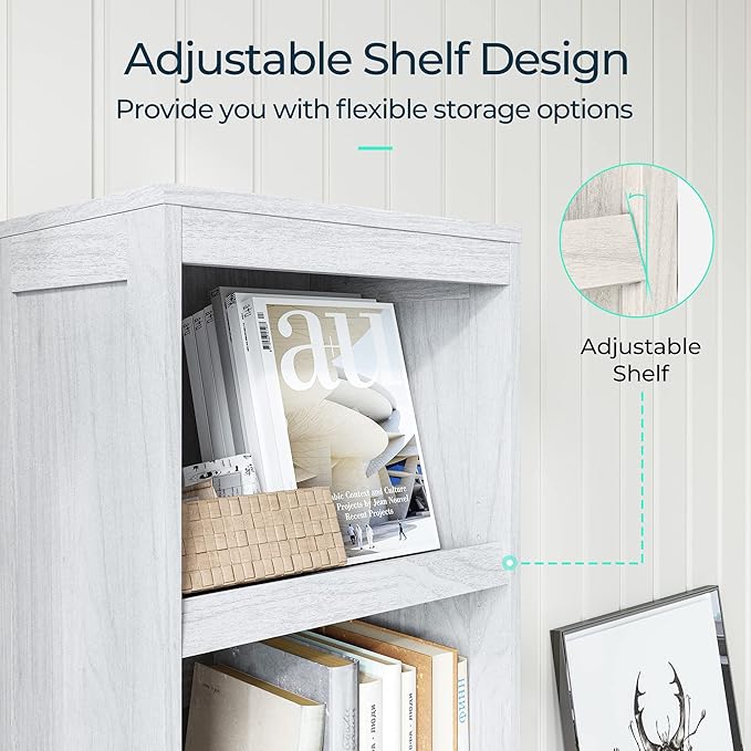 LINSY HOME 5-Shelf Bookcase, Narrow Bookshelves Floor Standing Display Storage