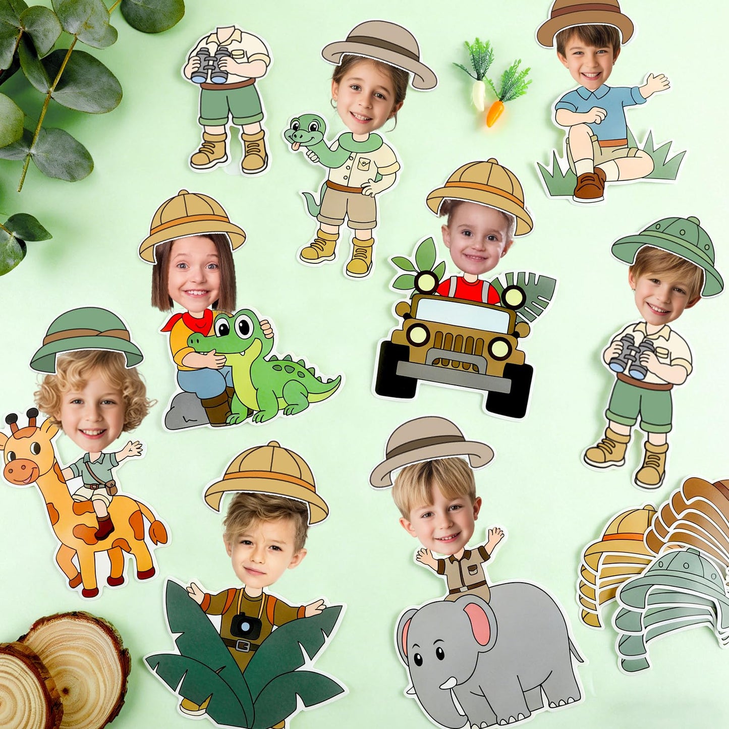 60pcs Jungle Safari Theme DIY Cutouts Jungle Animals Bulletin Board Decoration Set Forest Adventure Paper Cut-Outs Classroom Decor for Boy Girl DIY Photo Craft Kindergarten School Wall Door Supplies