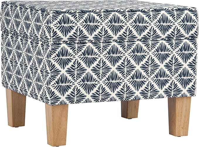 HomePop Home Decor |Upholstered Modern Rectangular Storage Ottoman | Hinged Lid