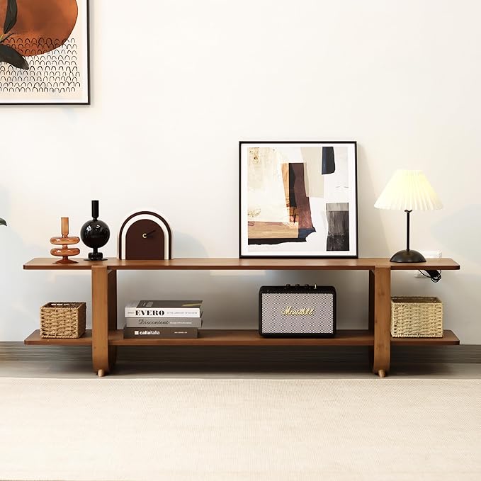 Bamboo TV Stand for TVs up to 65", Media TV Console Table