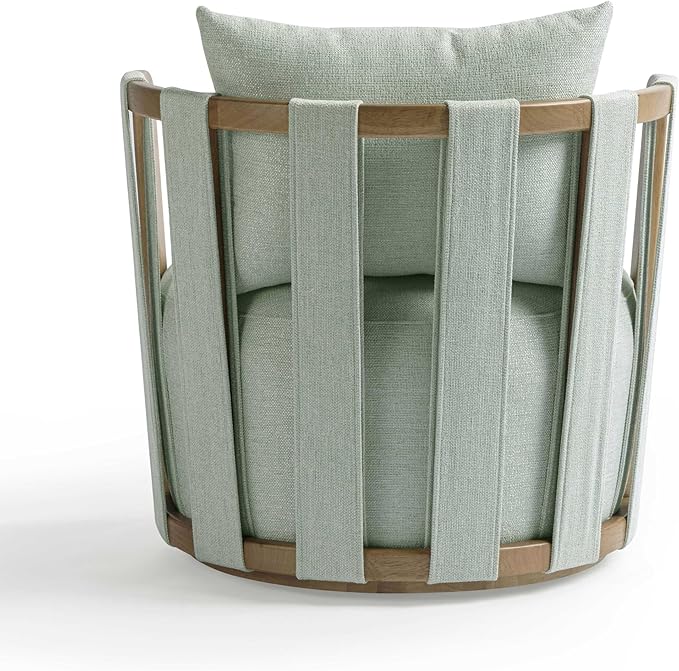 First of a Kind Swivel Chair in Mint Green Fabric