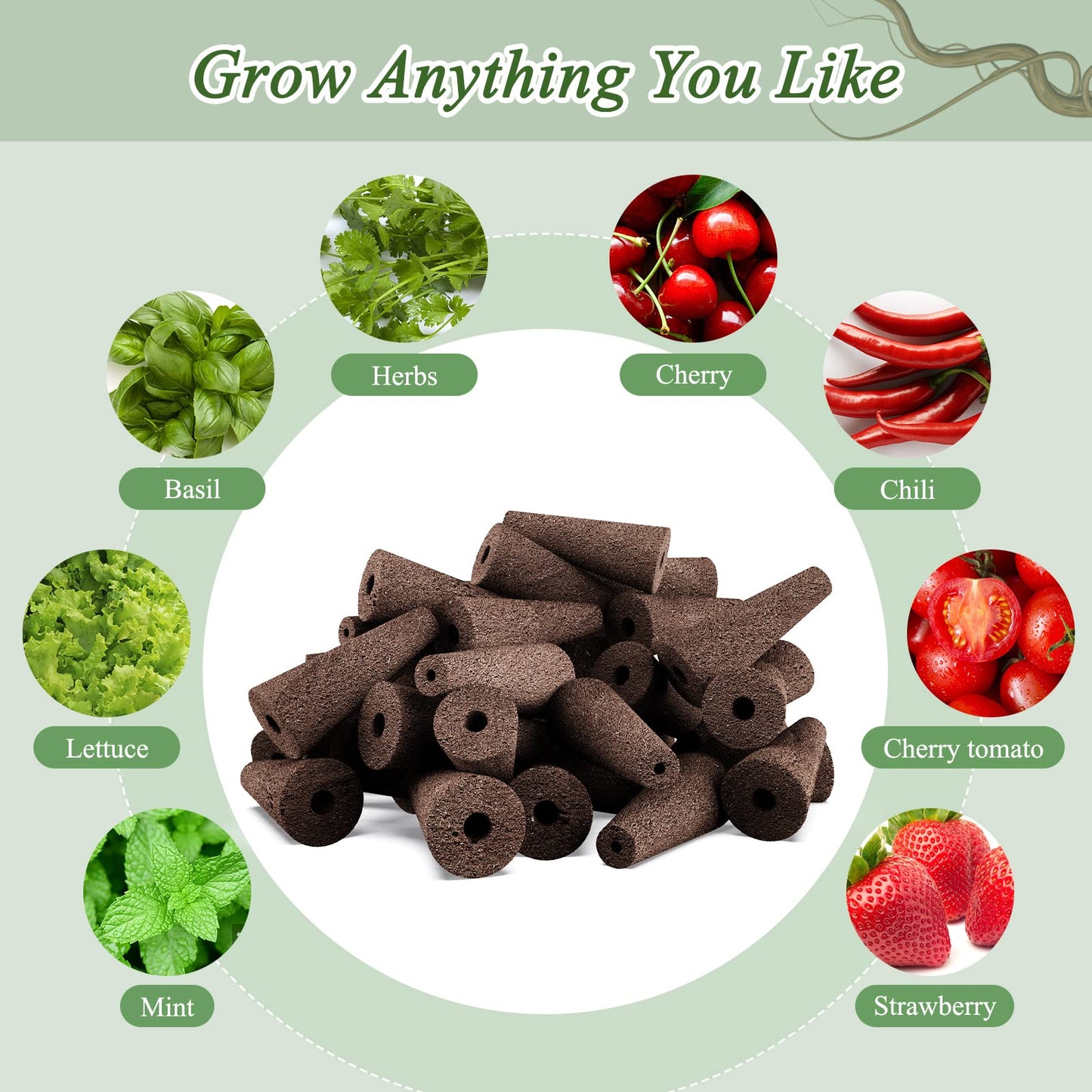 Tigvio 126 Piece Hydroponic Pods Kit: Grow Anything with 30 Grow Sponges, 30 Baskets, 30 Domes, 30 Labels, 4 A&B Plant Food, 1 Tweezer - Compatible with All Hydroponics Brands