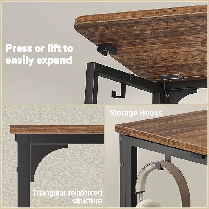 WOHOMO Folding Desk, Small Writing Desk 39.4", Space-Saving Foldable Laptop