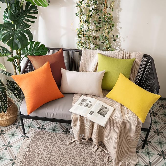 MIULEE Pack of 2 Decorative Outdoor Solid Waterproof Throw Pillow Covers Faux