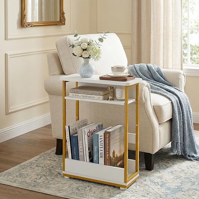 Narrow Side Table, 3-Tier Slim End Table