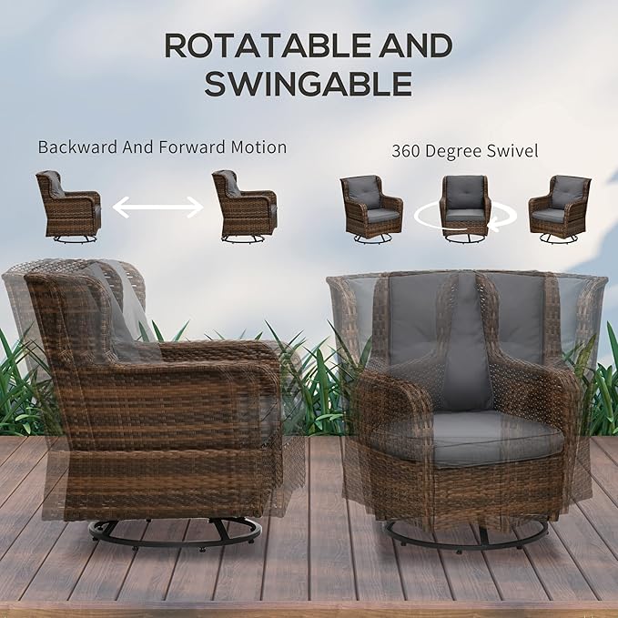 Outsunny 4 Piece PE Rattan Outdoor Patio Furniture Set, Wicker Conversation Set