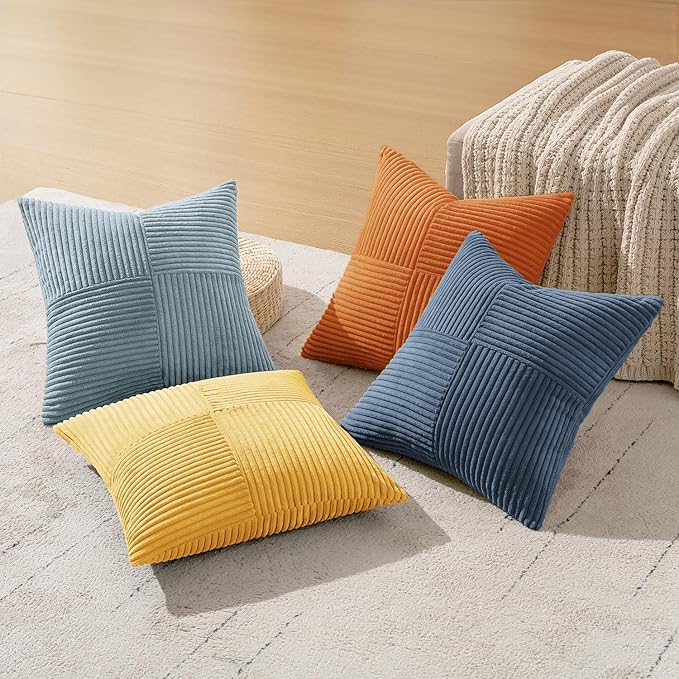 MIULEE Summer Yellow Blue Decorative Throw Pillow Covers 20x20 Inch Set of 4