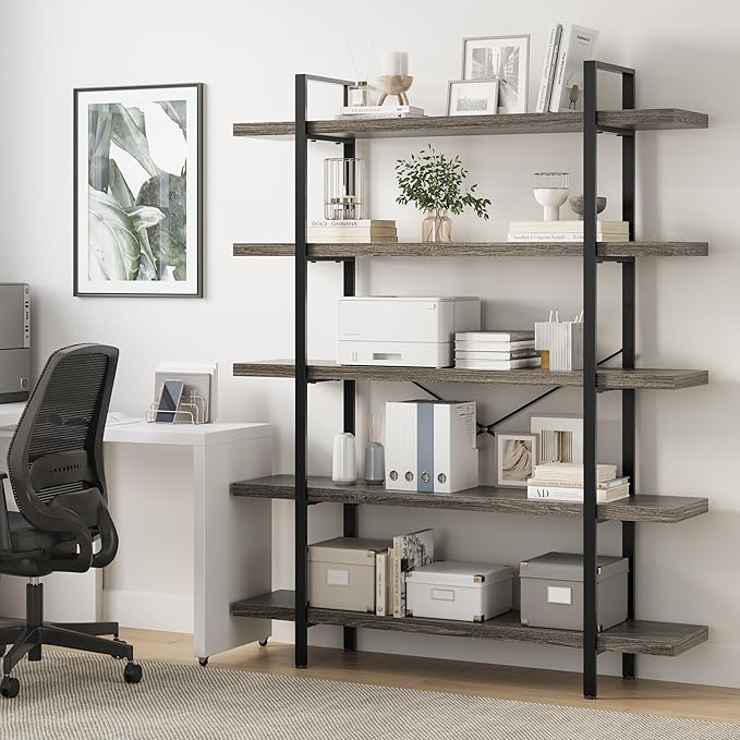 OtterOasis Heavy Duty 5-Tier Industrial Bookcase, 120lbs Shelf Capacity