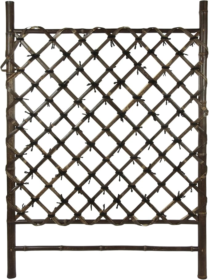 Red Lantern Dark Stained Japanese Style Garden Trellis