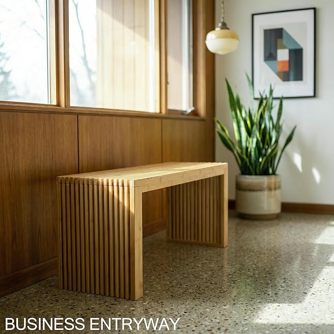 Bamboo Natural 36 inch Wooden Bench, Small Wood Benches