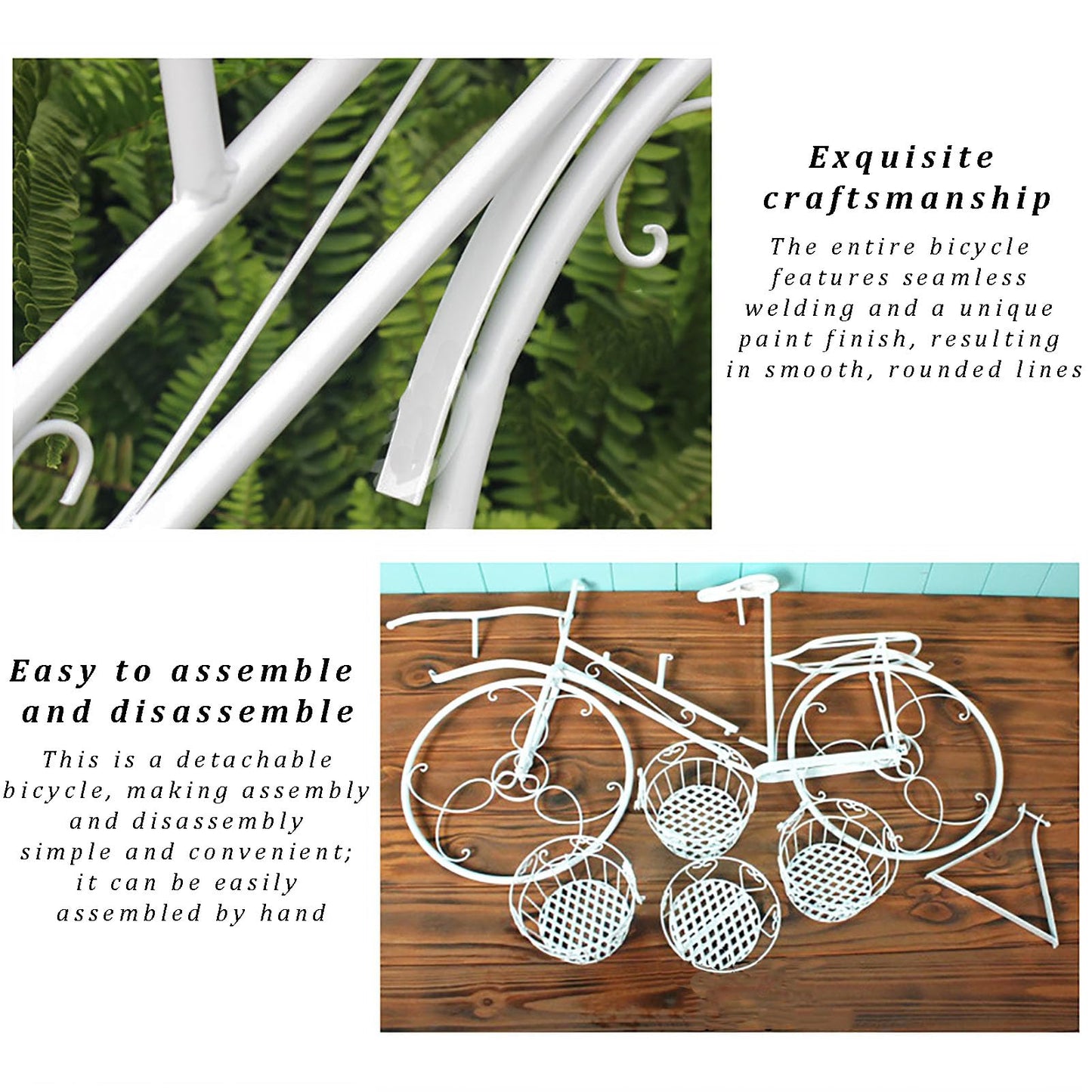yerealye Metal Bicycle Plant Stand, Outdoor/indoor Decorative Flower Rack Bike Shape Planter Flower Holder with 4 Baskets for Patio, Garden, Balcony, Yard, Home Decor Ornament(108x70cm(42x27), Green)