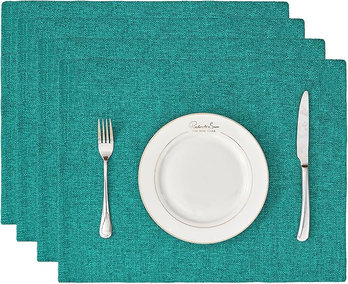 BALCONY & FALCON Placemats Set of 4 Faux Linen Cloth Place Mats Washable
