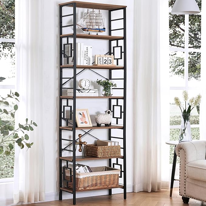 HOMISSUE Tall Bookshelf, 84 Inch Industrial Bookshelf