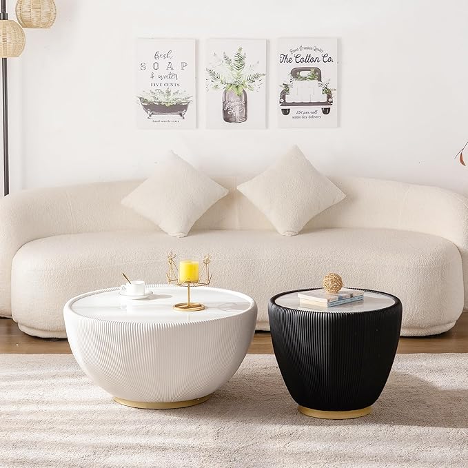 SSLine Bowl-Shape Small Coffee Table Modern Sintered Stone Top Coffee Table in