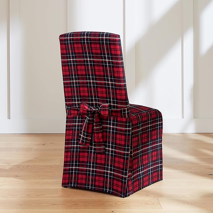 SureFit Cove Cotton Canvas Long Dining Room Chair Covers, Dining Chair Cover