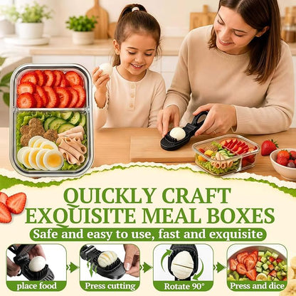 NOVANO Fruit Slicer, Egg Slicer, Black | For Hard Boiled Eggs, For Strawberry, Banana, Kiwi, Stainless Steel Blades, ABS Material, Rapid & Safe Slicing